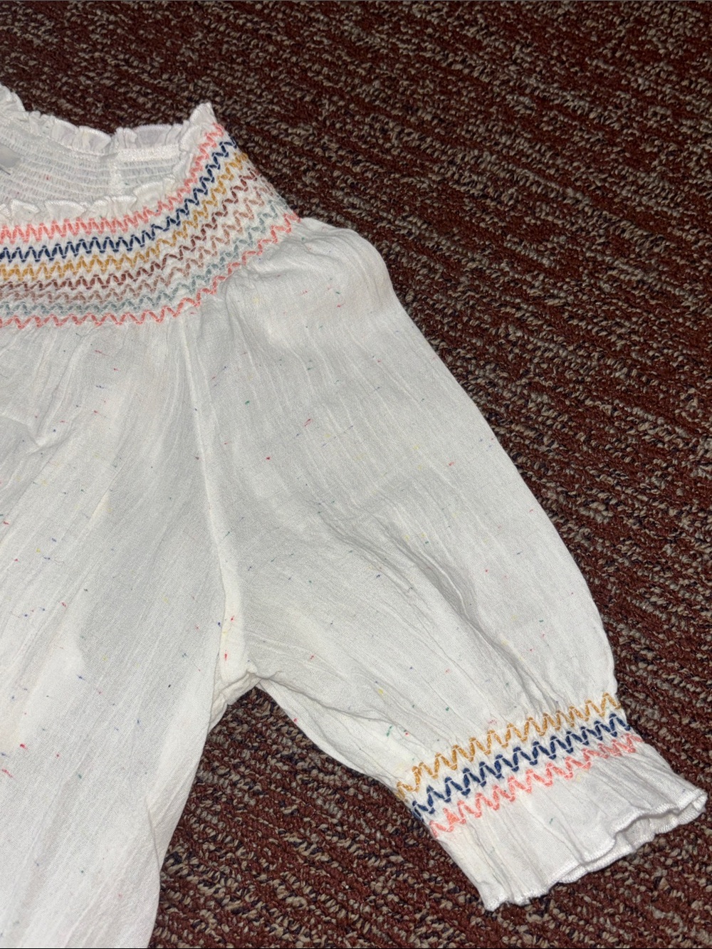 Madewell confetti mini‎ dress flowy shift style smocked collar colorful dress S - Picture 5 of 14